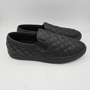 Tredsafe Quilted Black Slip On Sneakers Shoes Women 10 Leather Man Made Upper